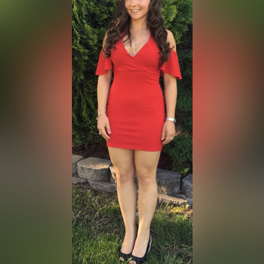Little red dress! Size small with flutter sleeves.